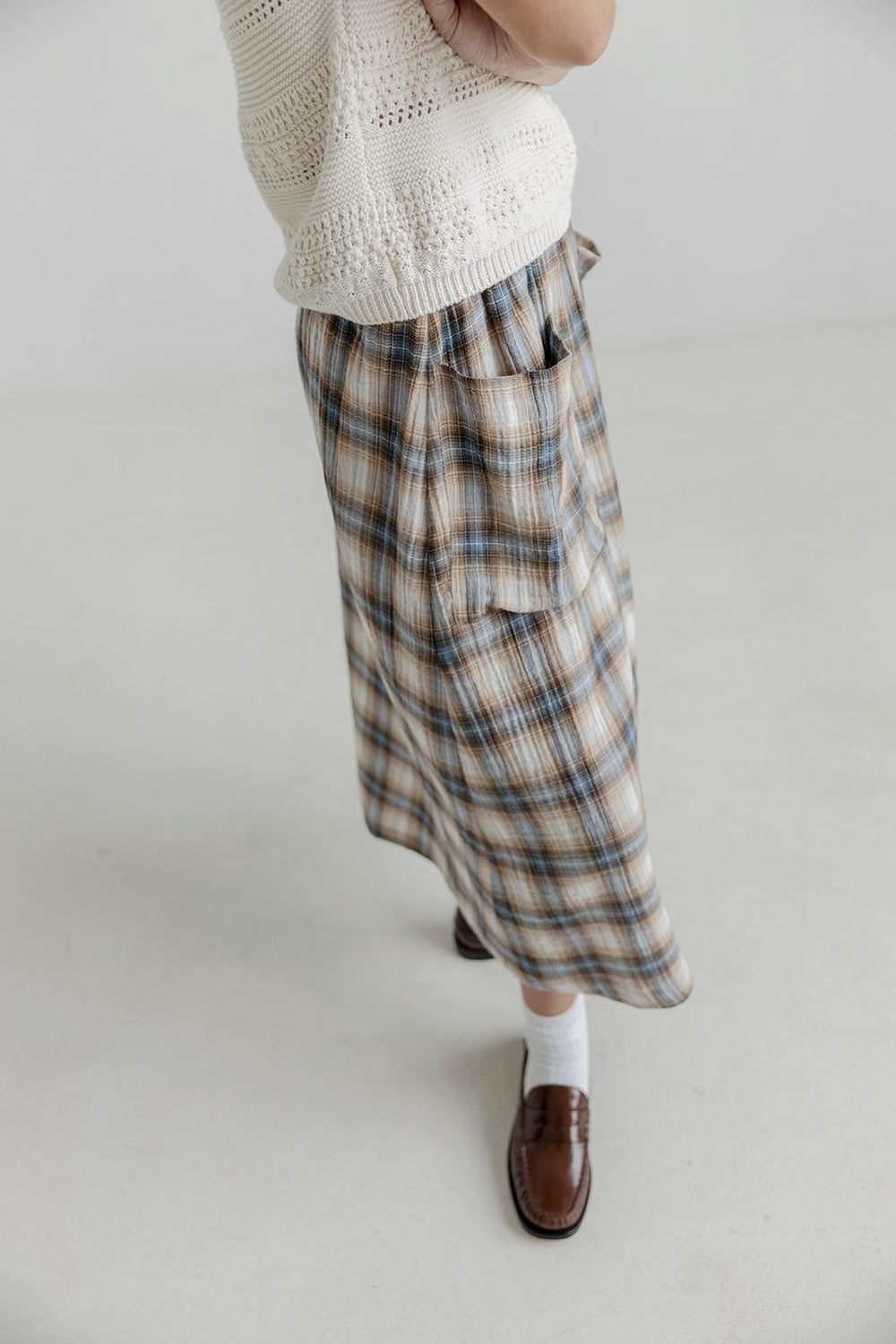 マニュエルギバル CHECK EASY SKIRT Jacquard check 2way バルーンレイヤードスカート（スカート